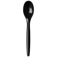 Plastic Lepel / spoon 175mm zwart deluxe kleinverp.  100st/pk
