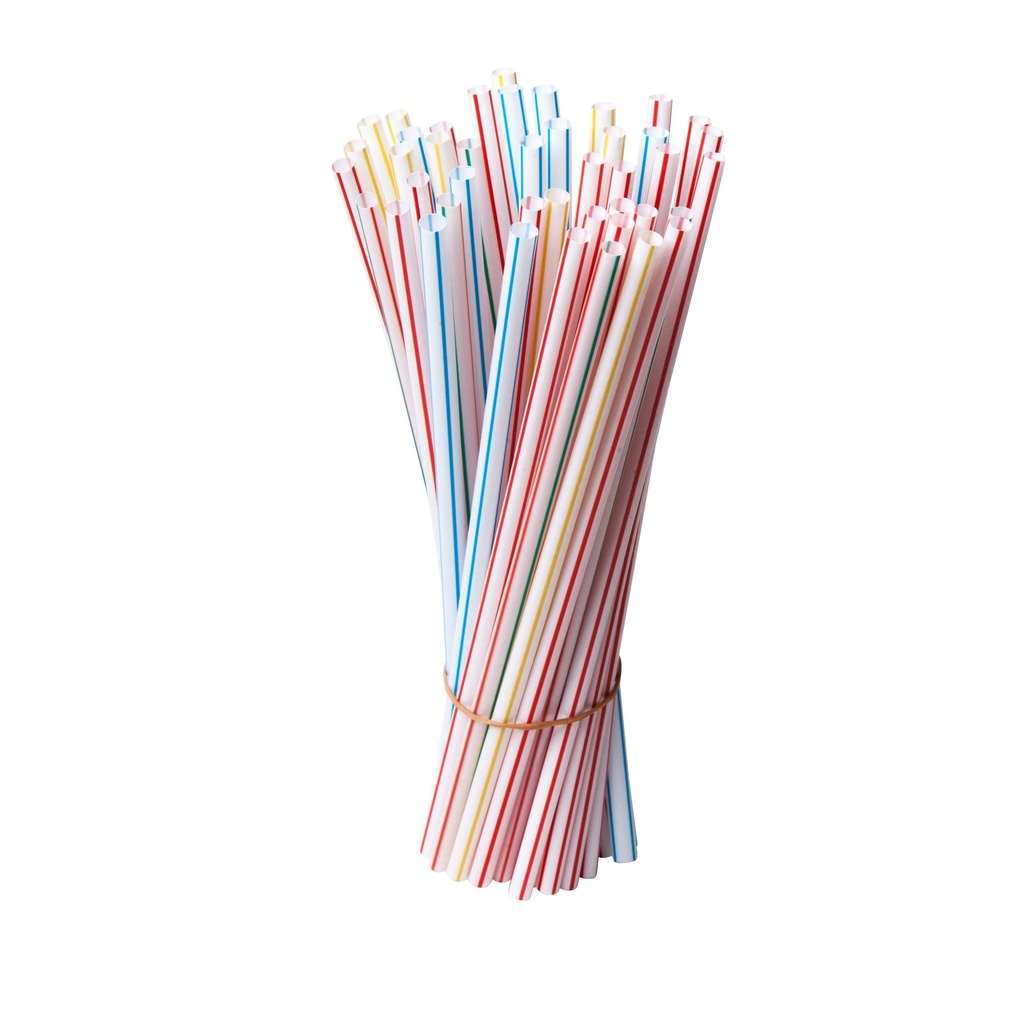Milkshake rietje "Bright" gestreept 23cm diam. 7mm (500st/doos)