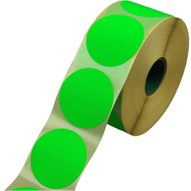 Etiket Groen Fluor Rond 62mm (1500st/rol)
