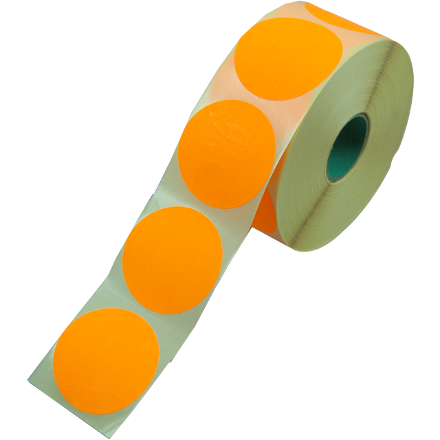 Etiket Oranje Fluor Rond 62mm (1500st/rol)