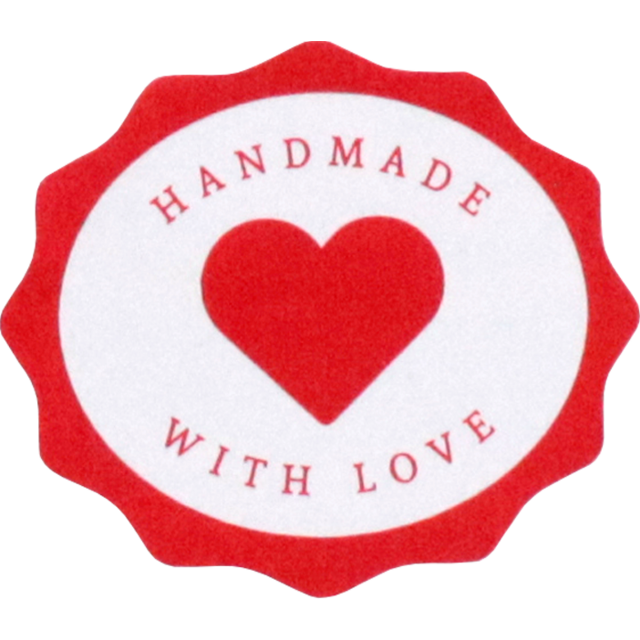 Lovly etiket rond "Handmade with Love" (500st/rol)