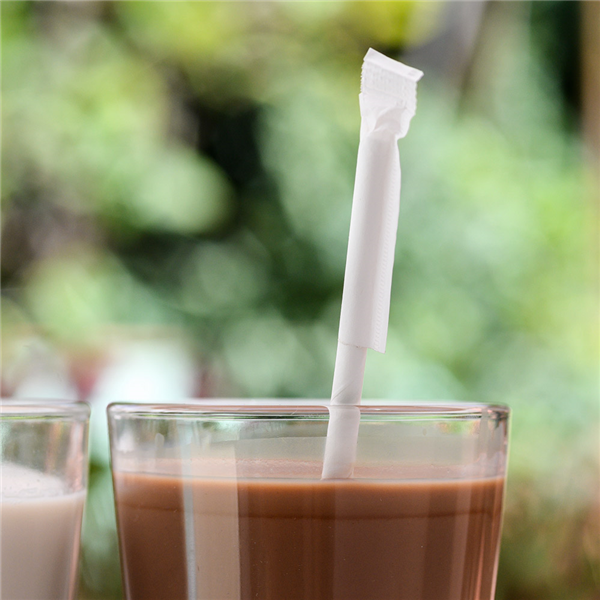White paper straws wrapped 0,80x20cm (100st/pak)