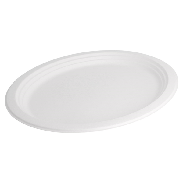 Oval Plates "Bionic" 32x25,5x2,1cm White Bagasse (50st/pak)