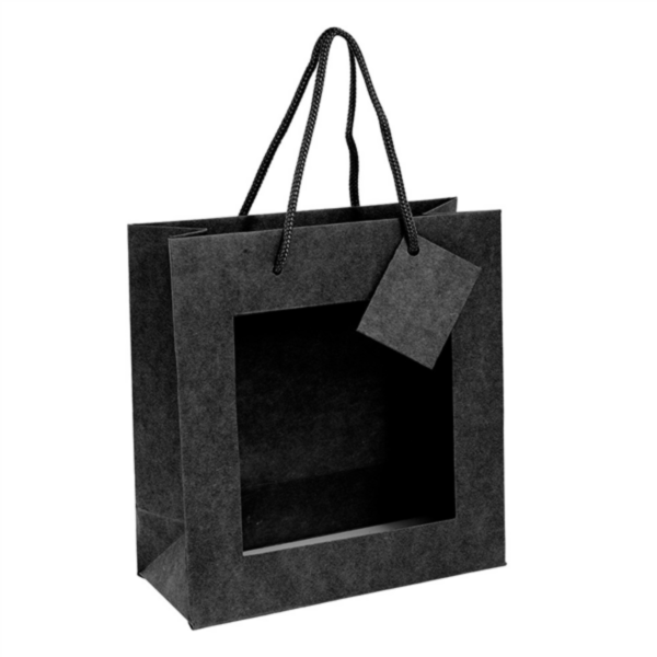 Bags with Window 18+8x19cm Black Kraft (per 10 stuks)