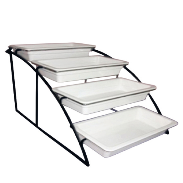 Zwarte epoxy standaard voor Gastronorm bakken. GN-1/3 (36cm hoog / 49cm diep) Standaard komt zonder bakken (Per stuk)