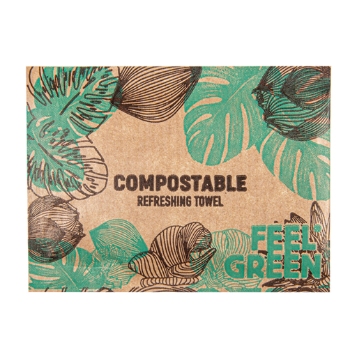 [250.09] Refreshing Compostable Wipes "Citron" Kraft 6x8cm (500st/doos)
