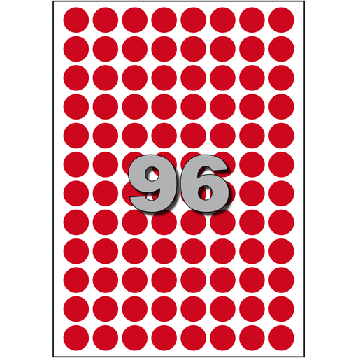[542328] Zelfklevende papieren etiketten / map Rood Rond dia=15mm (960 stuks)