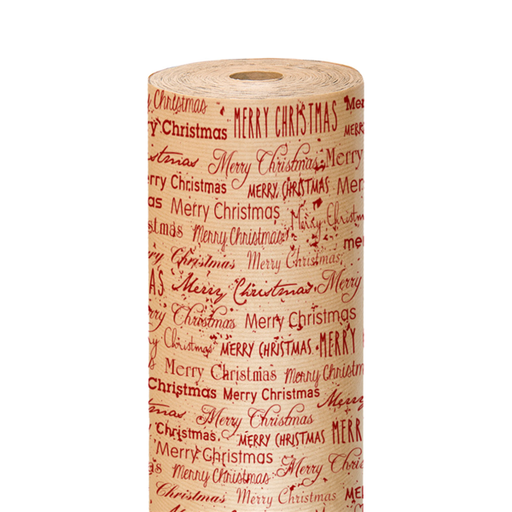 [806.47] Gift Paper "Merry Christmas" Burgundy Kraft Ribbed (per stuk)