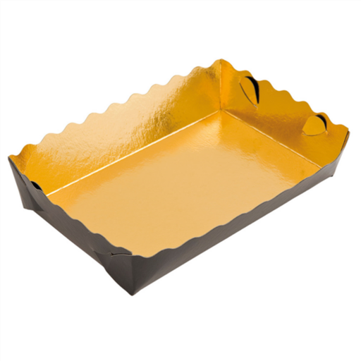 [147.44] Two Sides Patisserie Containers 13x9x3,5cm Gold/Black cardboard (250st/pak)