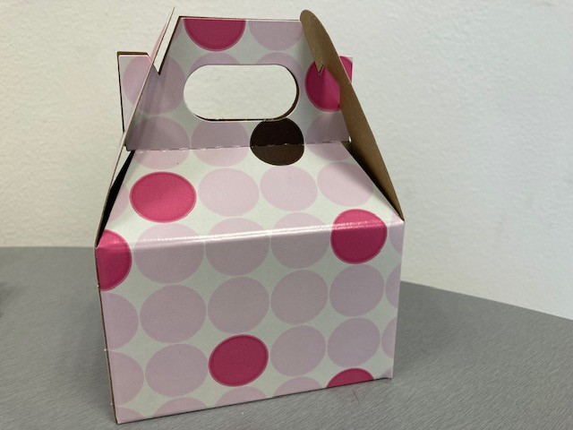 Mini Gable Box Bakery Dots 4x2.5x2.5" 100/cs