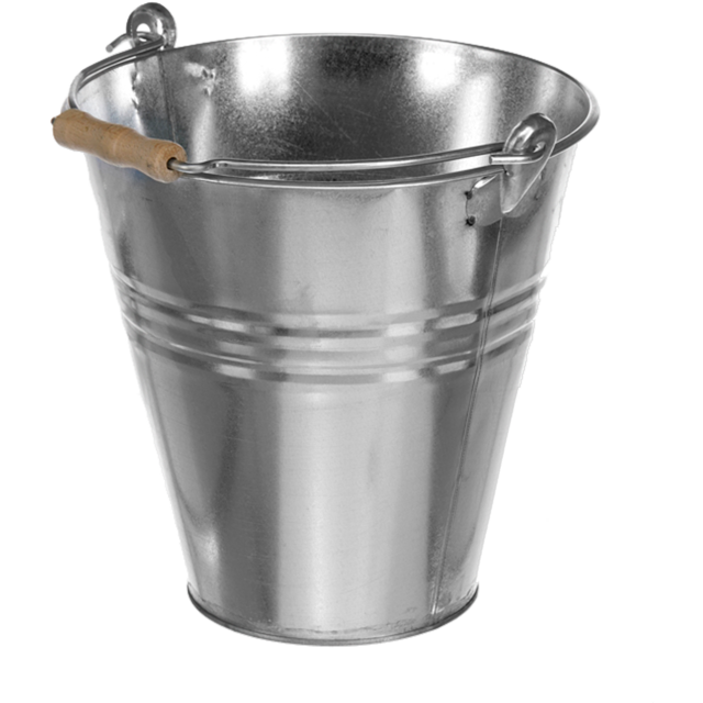 Emmer Zink 10 Liter m/houten handvat 28x27