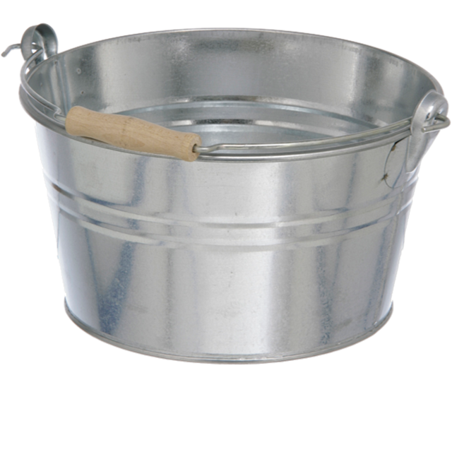 Emmer zink met houten klosje 6ltr 27x15cm (Per stuk)