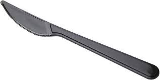 Plastic Mes/ knife 175mm zwart deluxe kleinverp.  100st/pk