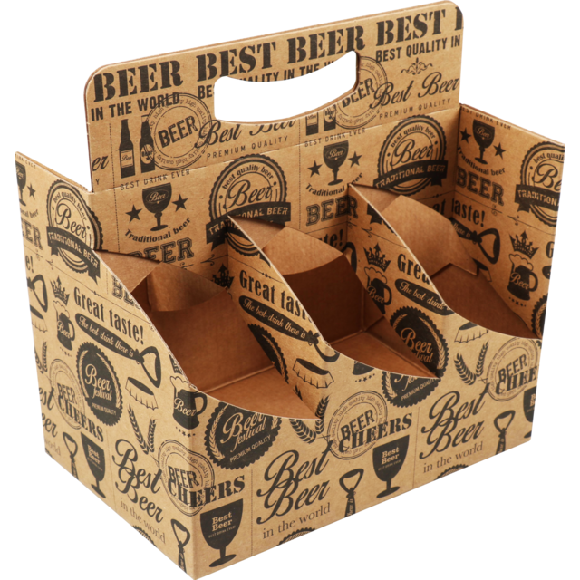 6-fles (bier) draagkarton "Best Beer" Natural Kraft (per stuk)