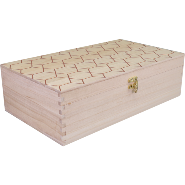 Scharnierkist hout 2 fles 340x190x095mm per stuk