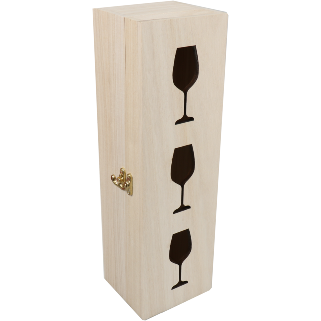 1-fles scharnier wijnkist "Wijnglas" (per stuk)