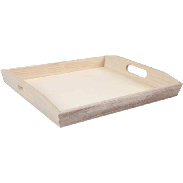 Houten dienblad 4 fles 26.8x24x2.8x4cm  per stuk