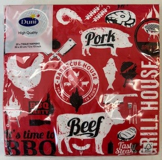 Napkins 3-ply 33x33cm Grill Time (20stuks/pak)