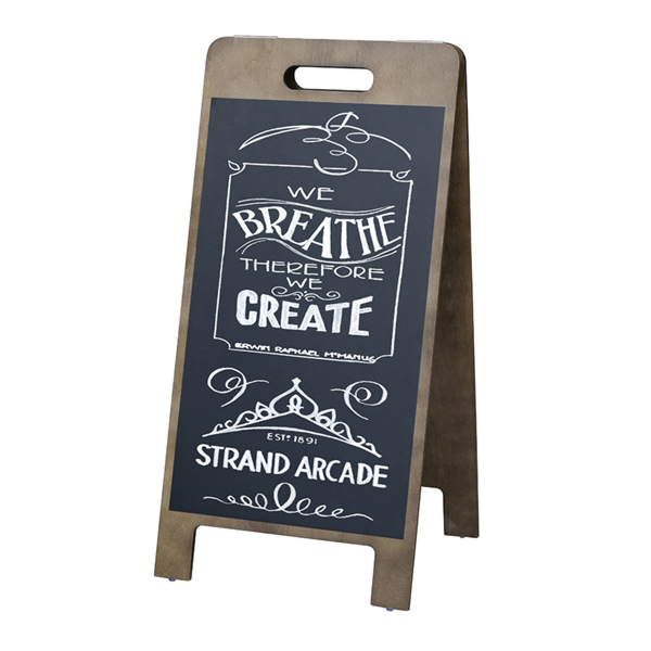 A-frame blackboard 2 sides magnetic 38x45x78cm Black/Wood (per stuk)