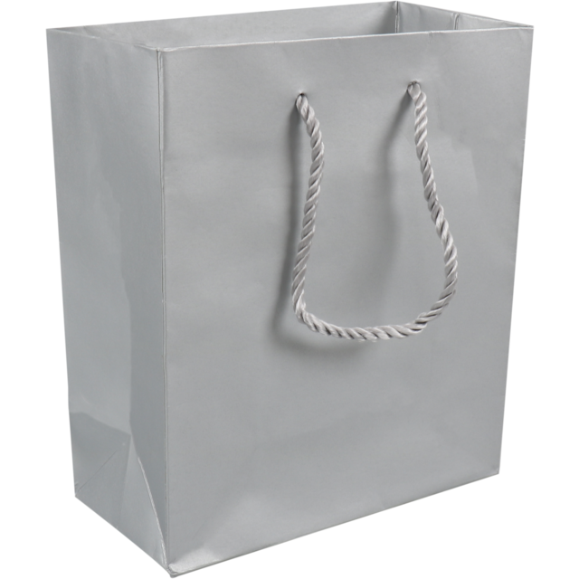 Draagtas Papier met koord 16x8x19cm Zilver 25st/ds