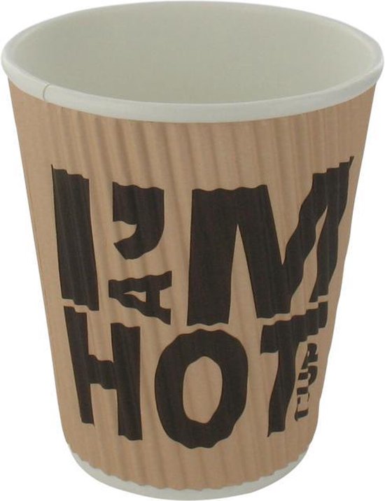 Coffee cup "I'm a Hot Cup" (Ripple/DW/Golfkarton) - 12oz/350ml / 500 stuks per doos