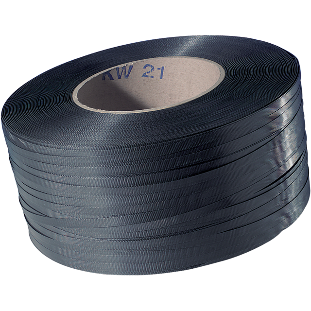 Poly strapping Black embossed/ PP band 12mm (1/2") Core dia:20cm (rol ca 3000mtr / 9842ft)