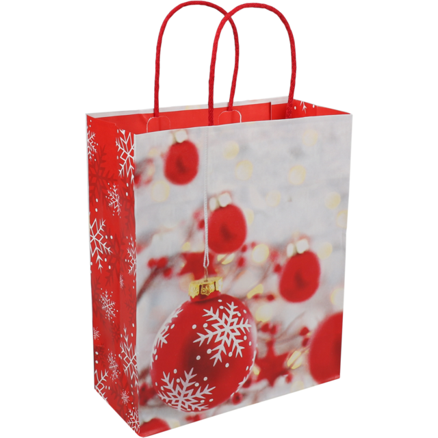 Papieren Draagtas "Christmas Ball" 35+13x31+6cm (per stuk)