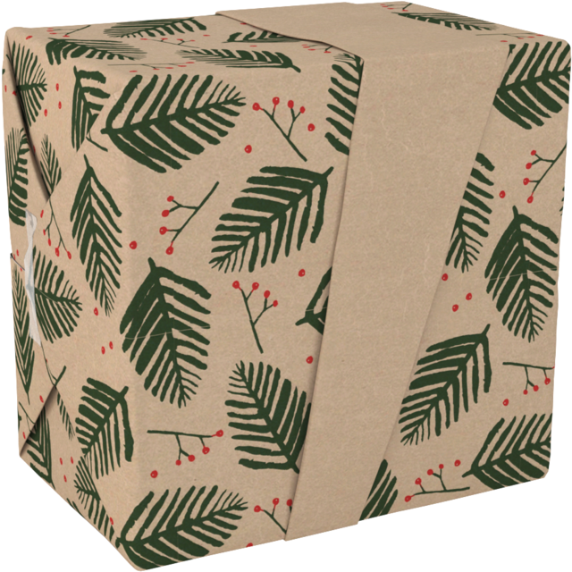 Cadeaupapier "Blad" Bruin Kraft 50cm x 200mtr (per rol)
