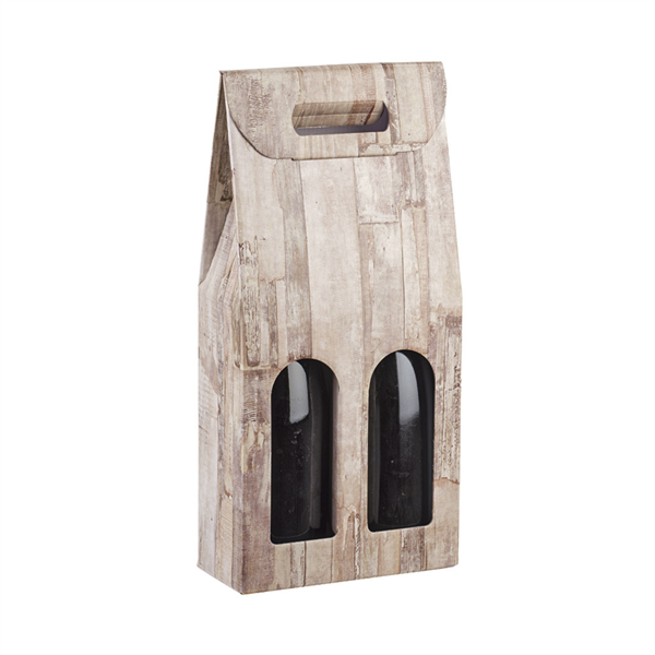 2-fles wijndoos 18x9x38,5cm Wood Cardboard (per stuk)