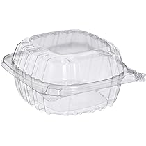 6"x5-3/4'x3" clear PS Hinged Tray (500st/doos)