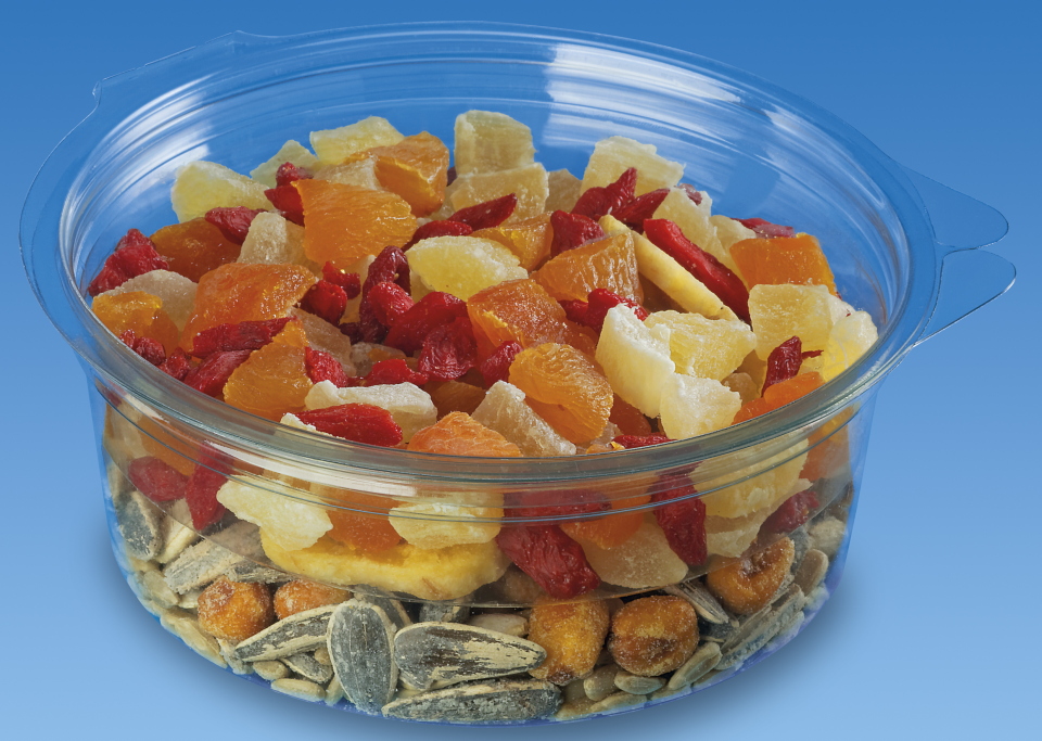 A-pet bakje Olipack 251 / Afscheurbaar deksel 120x47mm, 250ml (8oz), glashelder (480st/doos)