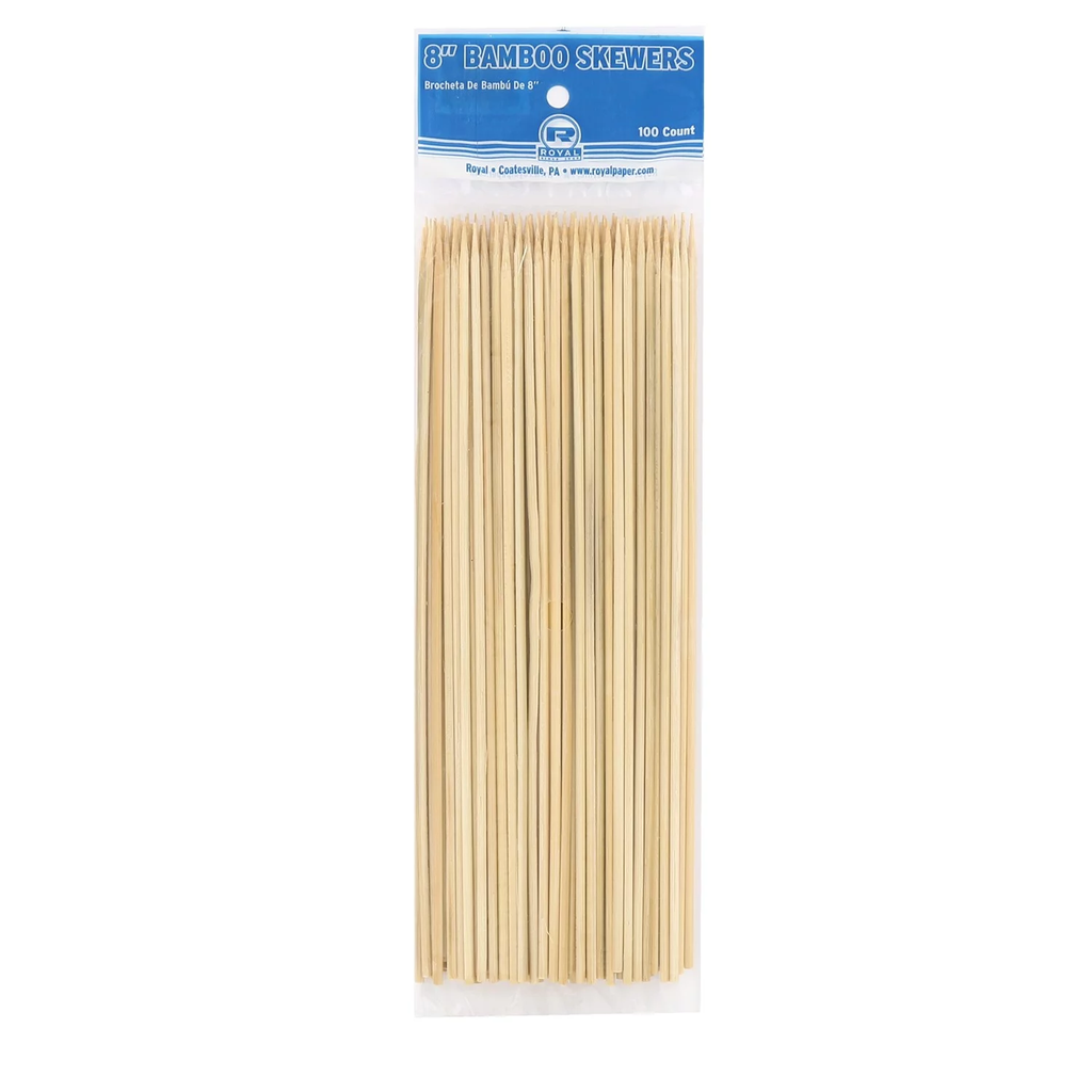 Saté stokjes / Skewers Bamboe prikker 8" per pak@100 stuks