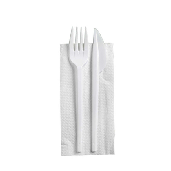 Knife Fork Napkin Kit/ cutlery Set bestek White (500st/cs)