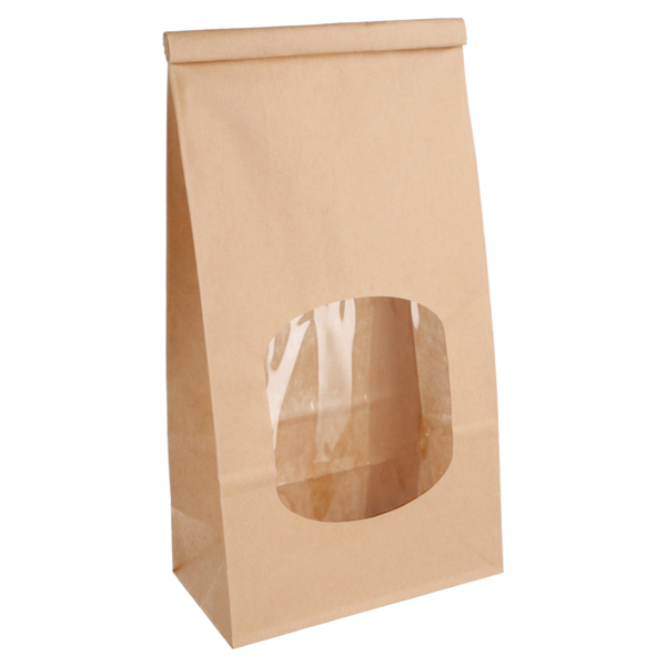 Self-Sealing Bags with window 12+6,5x24,6cm Natural Kraft (50st/pak)