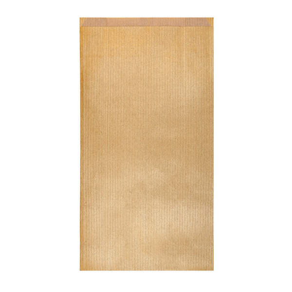 Flat Bags 60GSM 19+8x35cm Gold Kraft Ribbed (250st/pak)