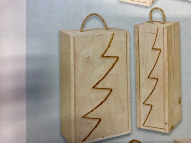 Houten wijnfles kist (2-fles) Design: kerstboom (per stuk)