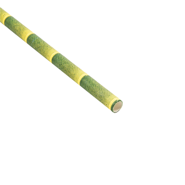 Paper straws bamboe print unwrapped 0,6x21cm (250st/pak)