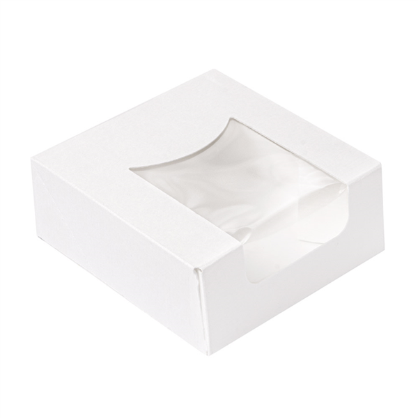 Sushi Box met venster "The Pack" 10x10x4cm White Nano-Micro Corrugated Cardboard (50st/pak)