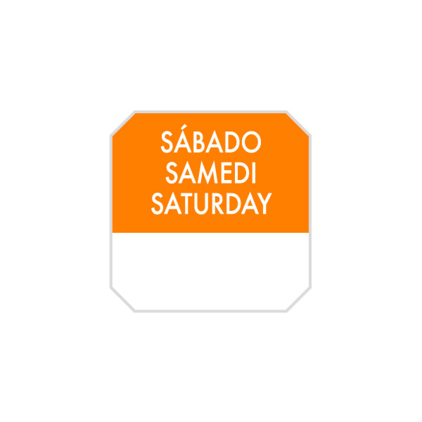 Zelfklevende labels "Saturday" 2,5x2,5cm Orange (1000 stuks)