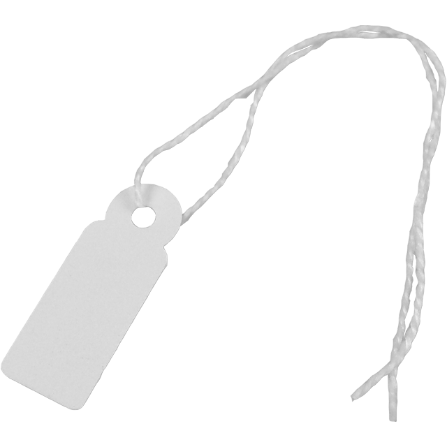 Hang etiket met koord  rh. 386 / 13x34mm 1000st/ds