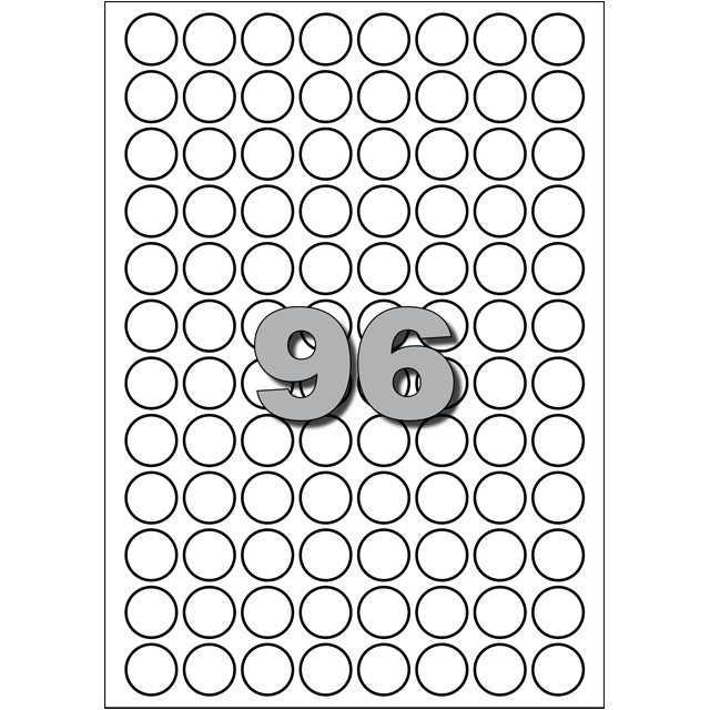 Zelfklevende papieren etiketten / map Wit Rond dia= 15mm (960 stuks)