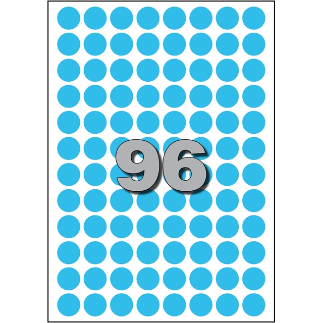 Zelfklevende papieren etiketten / map Blauw Rond dia=15mm (960stuks)