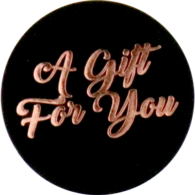 Etiket rond "A gift for you" Zwart/koper (500st/rol)