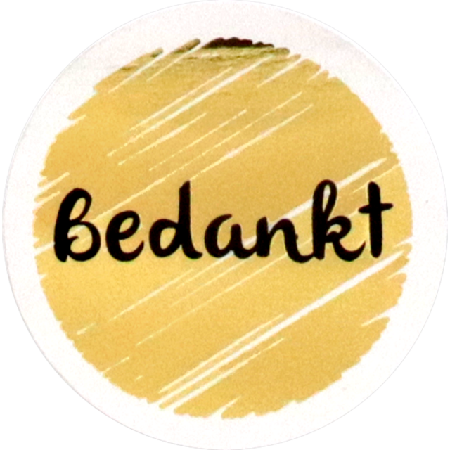Lovly etiket "bedankt" 40mm goud/wit (500st/rol)