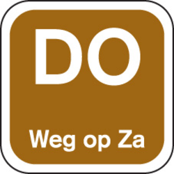 DON weg op 19x19mm Bruin wash-off (1000st/rol)