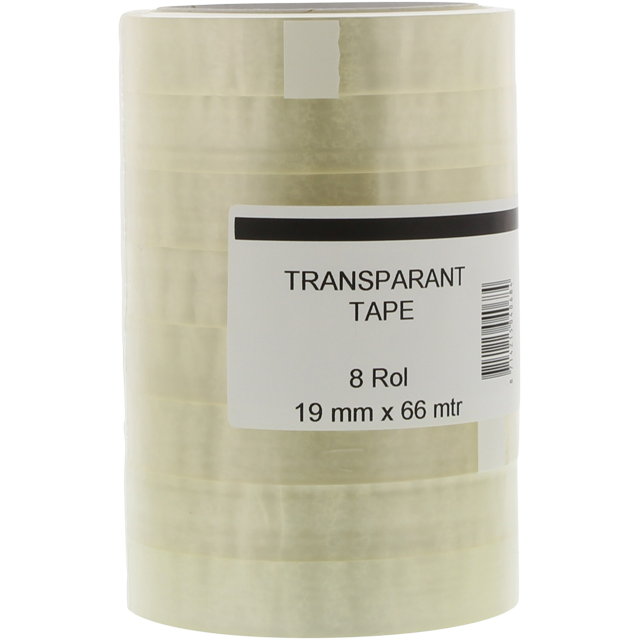 Tape Business market Transparant 19mm/66mtr (Pak a 8 rolletjes tape)