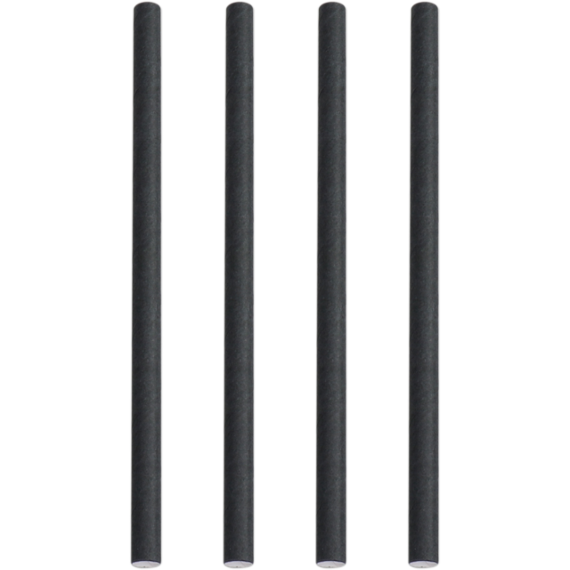 Cocktailrietje papier Zwart / Cocktail paper straw Black #600872  7x150mm (250st/pak)