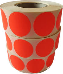 Round Labels Fluorescent Red 2" (500pcs/roll)