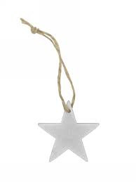 Houten ster aan koord zilver (36st/pak)