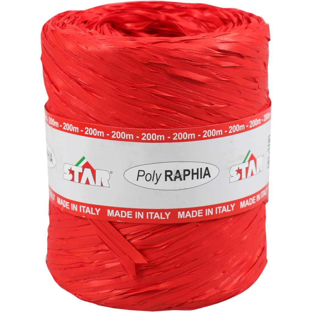 Raffia Poly 15mm x 200mtr Rood (per rol)